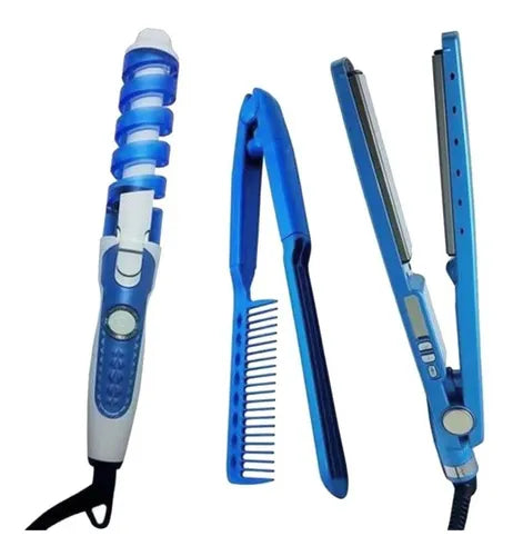 COMBO DE PLANCHA+RIZADOR+PEINE BABYLISS