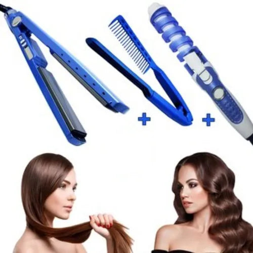 COMBO DE PLANCHA+RIZADOR+PEINE BABYLISS