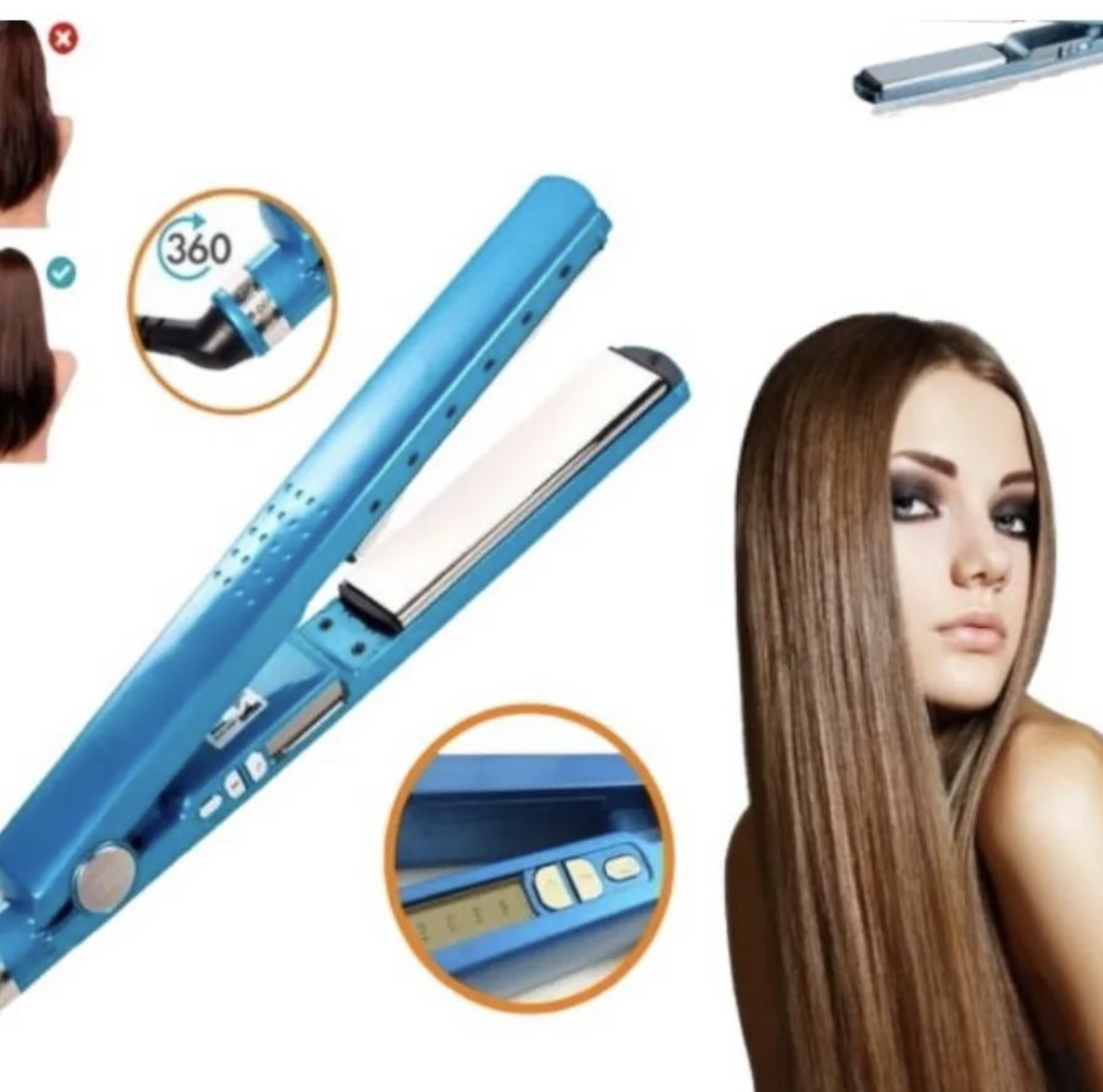 Plancha Nano Titanium Profesional 450° – Alisado Perfecto en Minutos